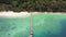 Boat arriving at Manukan Island in tropical island