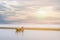 Boat on the beach with sunset at Huahin