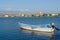 A boat and beautiful town of Nin in Croatia