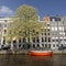 Boat and bikes on Amsterdam waterfront