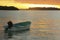 Boat in Boca Chica bay at sunset