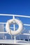 Boat buoy white hanged in railing summer blue sky