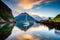 Boat In Calm Bay. Incredible And Breathtaking Ireland. Generative AI