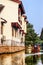 Boat Canal Ancient Chinese Houses Reflection Suzhou China