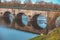 Boat canal bridge over Laura river. Digoin, France