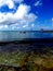 Boat on carribian sea and paradise beach, dominican republic background