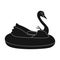 A boat for children in the shape of a swan. Attraction for children in the pool.Amusement park single icon in black