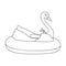A boat for children in the shape of a swan. Attraction for children in the pool.Amusement park single icon in outline