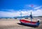 Boat and coast blue sky