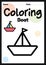 Boat coloring page picture worksheet for preschool, kindergarten