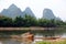 Boat with cormorants birds, traditional fishing in China