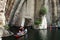 Boat with a dark awning in City Shaoxing