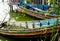 Boat decaying and drowned in lake