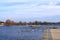 Boat Dock and Basin Marina Empty Awaiting Boating and Shipping Season on Water, Lake and River in Werder/Havel, Brandenburg,