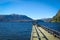 Boat dock in Patagonian lake, Argentina