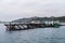 boat doing salvage work on a mussel farm in Vigo