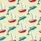 Boat and dolphin seamless pattern. Simple marine background.