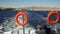 Boat is Floating on the Waves and Leaves a Trail in the Red Sea