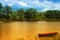 Boat on a golden pond