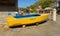 A boat hauled out for painting at a fishing village in the caribbean