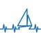 Boat heartbeat, heartbeat pulse line, sailingboat