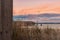 Boat huts on the lake in Plau in the Mecklenburg Lake District in Germany at sunrise