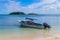 Boat in the idyllic beach in the Yasawa island