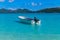 Boat in the idyllic beach in the Yasawa island