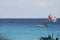 A boat and its parachute on the sea