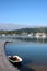 Boat at jetty, in River Conwy, Deganwy, Wales