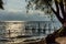 Boat on Lake Atitlan in late afternoon light, Guatemala