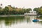 A boat on the lake in the Chapultepec park in the downtown of Mexico City