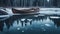 boat on the lake Horror A wooden row boat trapped in a lake of ice, with frozen water