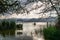 Boat and Lake Jipe at sunset, Kenya