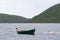 Boat on Lake Sorvagsvatn or Leitisvatn on Vagar Island, Faroe Islands