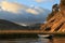 Boat on lake Titicaca, Island of the sun