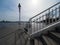 Boat landing-stage with old white lantern