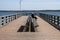 Boat landing stage with two rows of benches