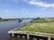 Boat at the langweerder vaart canal in Friesland