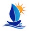 Boat leaf and sun creative logo design