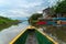 Boat leaving a tributary of the Magdalena river