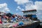 Boat loaded with trash at docks area