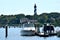 Boat Marina with lighthouse background