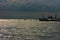 Boat on the Marmara sea during the stormy time