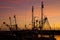 Boat Masts Sunrise Silhouette