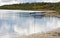 Boat moored on lake