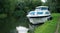 Boat moored on the river Ouse at Eaton Socon St Neots.