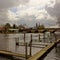 Boat moorings and bridge at Henley