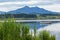 Boat and Moutain in Hopfensee lake, Fussen, Germany