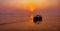 Boat moving on Ganga river in Triveni Sangam, Prayagraj, Allahabad, India